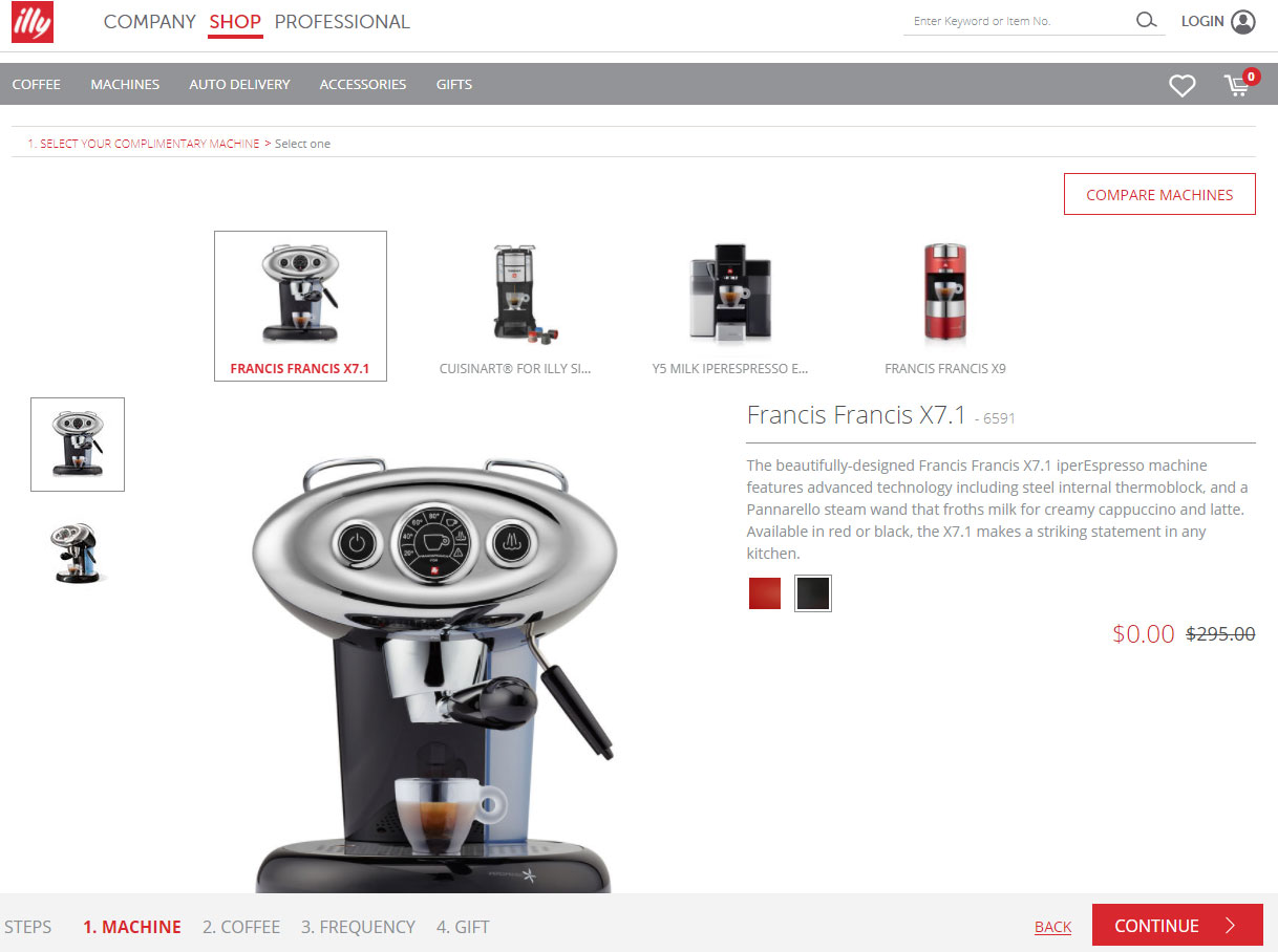 illy caffe offers Free expresso machine signing up for recurring deliveries